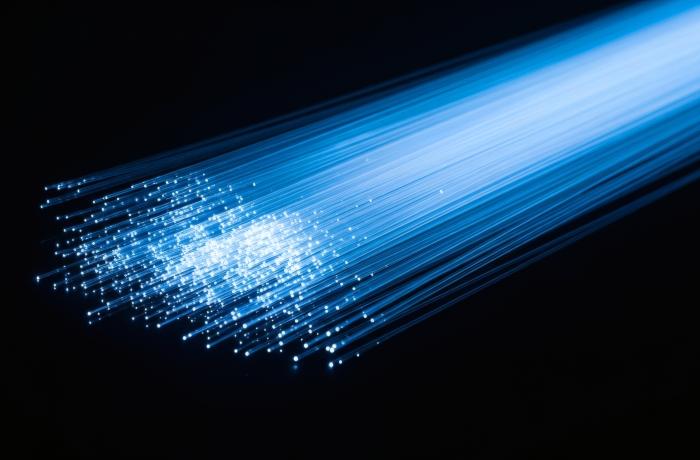 Striking blue fiber optics transmit data
